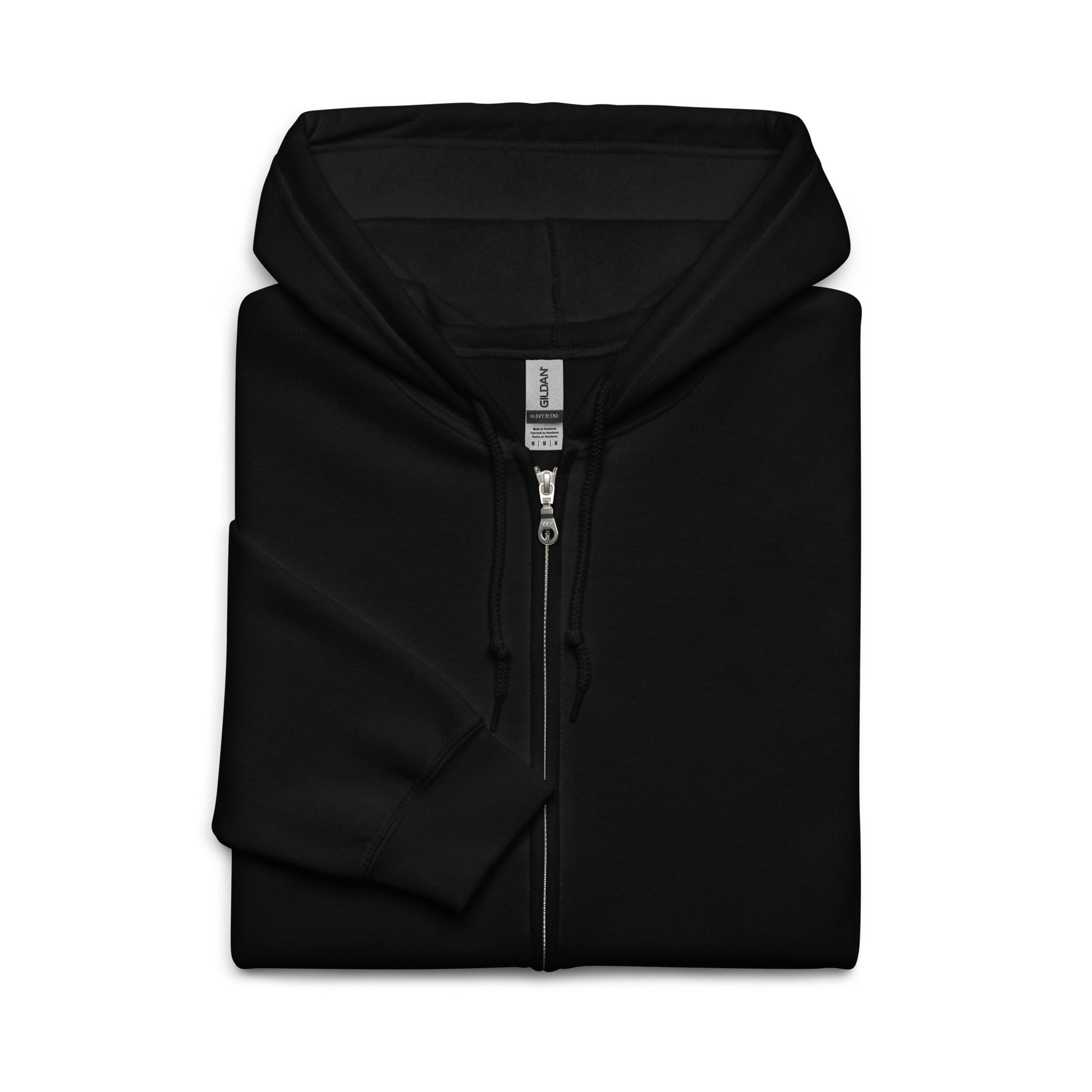 Folded black zip up hoodie form KLOE.